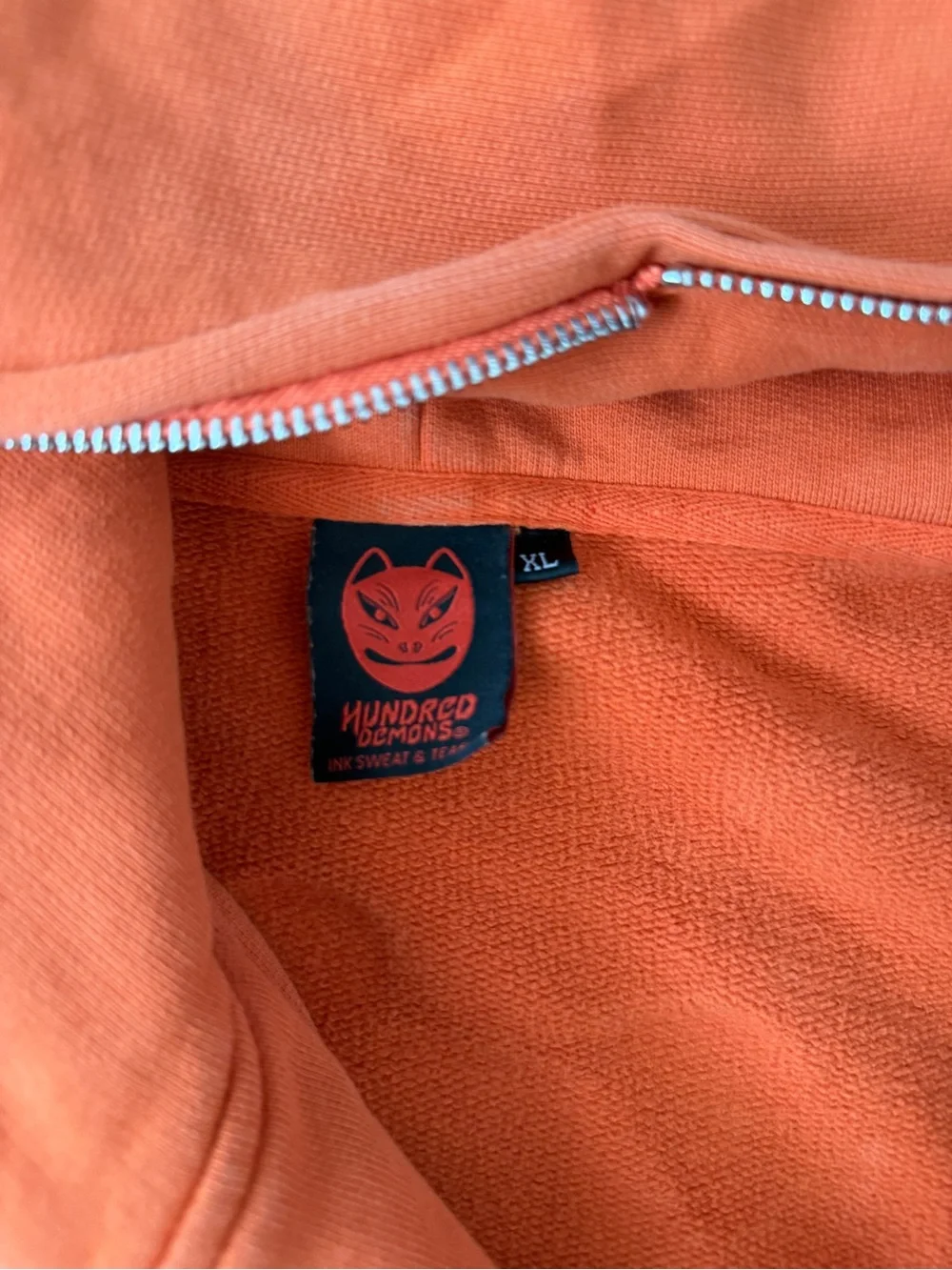 Men's Orange Full-Zip Sweatshirt with Script Logo
